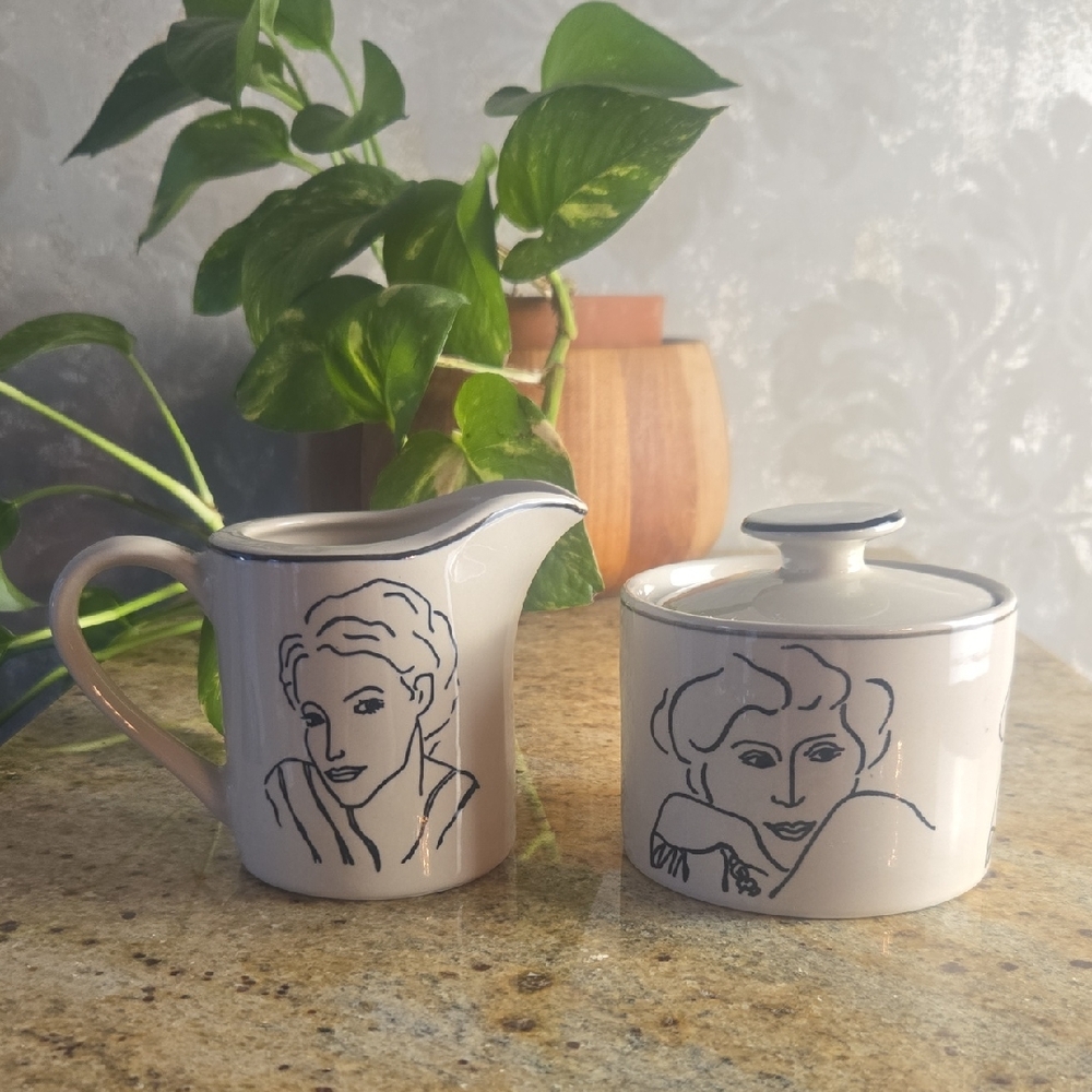 Vintage Sango Francesca Handcrafted Cream and Sugar Set